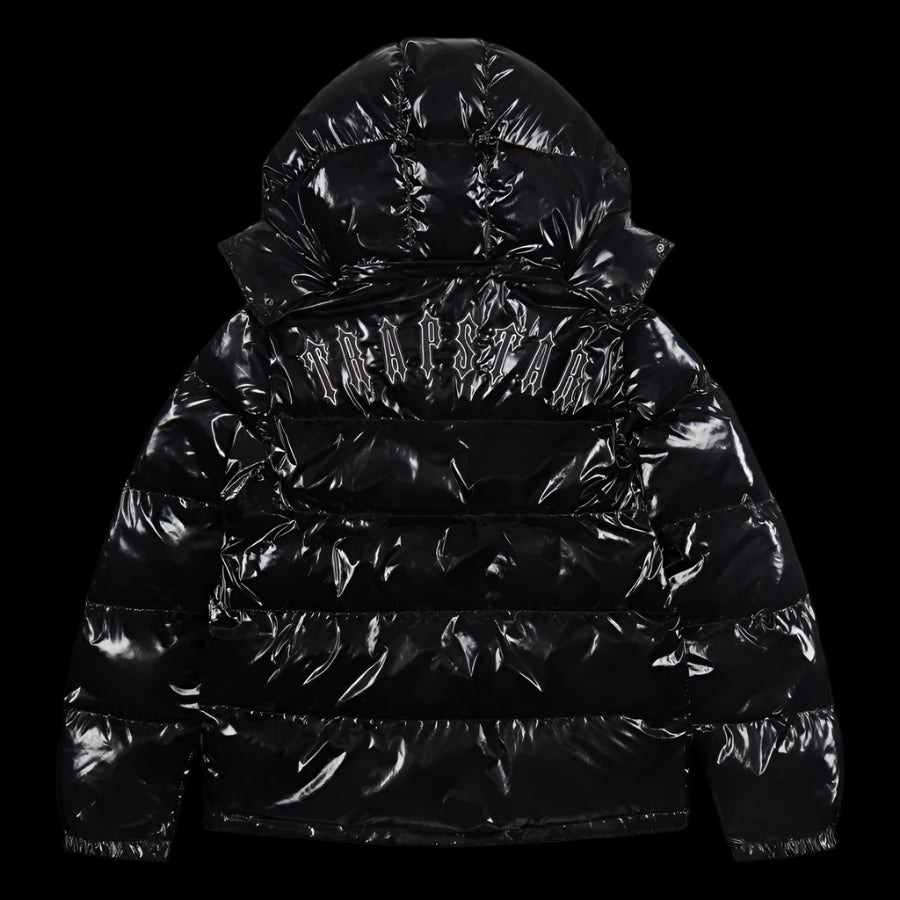 Trapstar Black Gloss Hooded Puffer Jacket