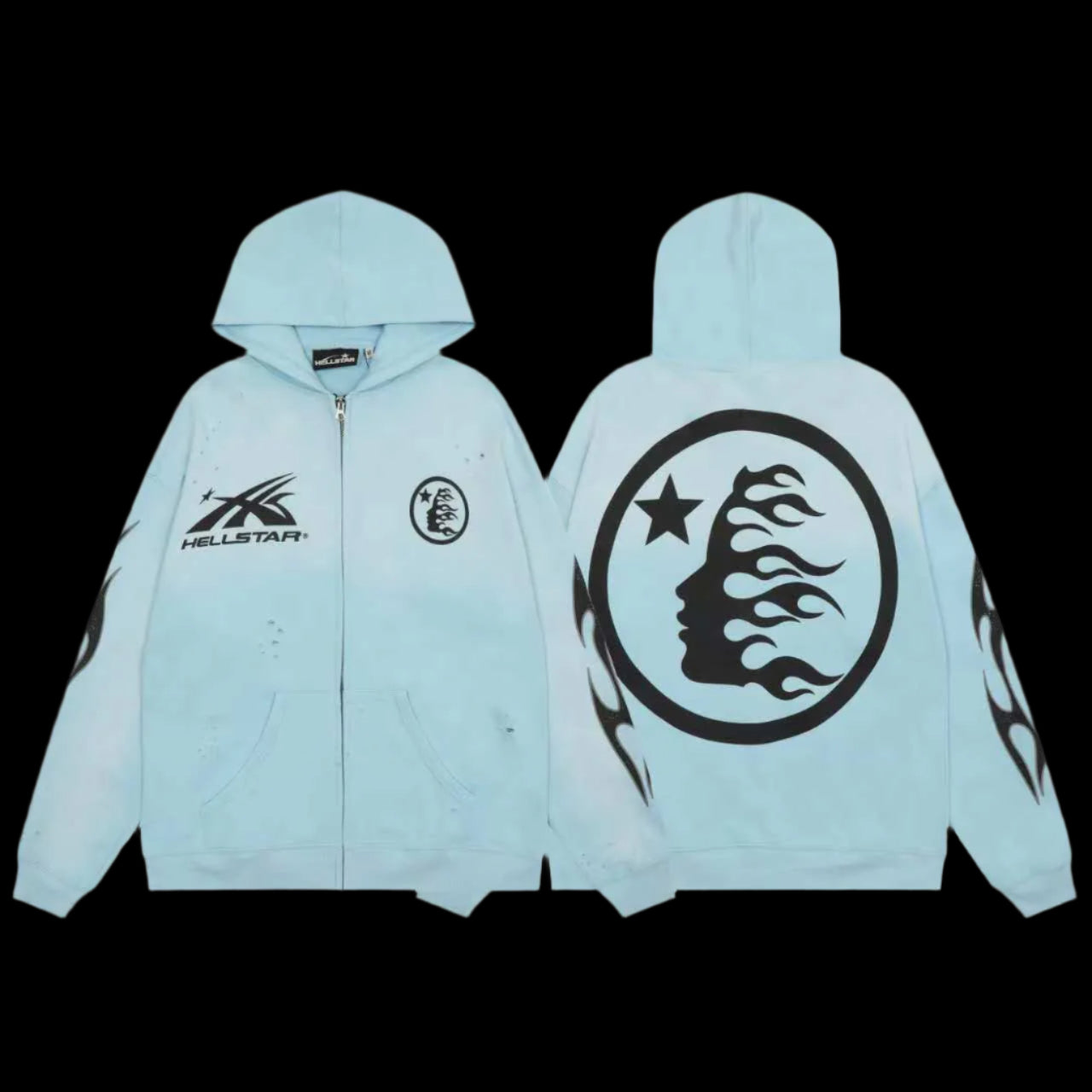 Hellstar Zip Up Hoodie Blue