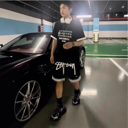 Stussy basketball shorts "Black/white"