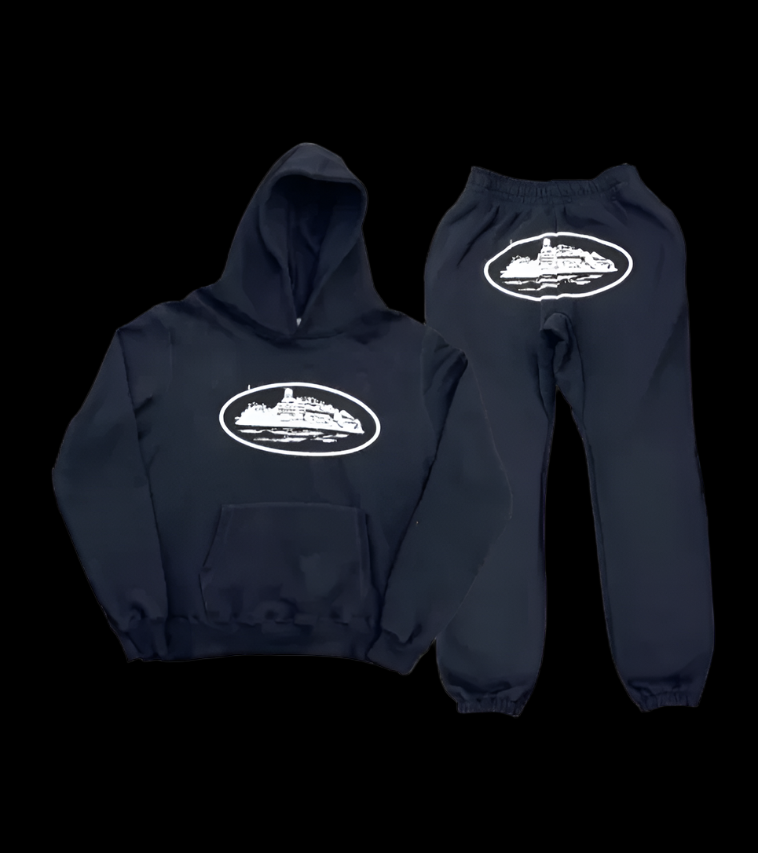Corteiz Alcatraz Black Hoodie Set